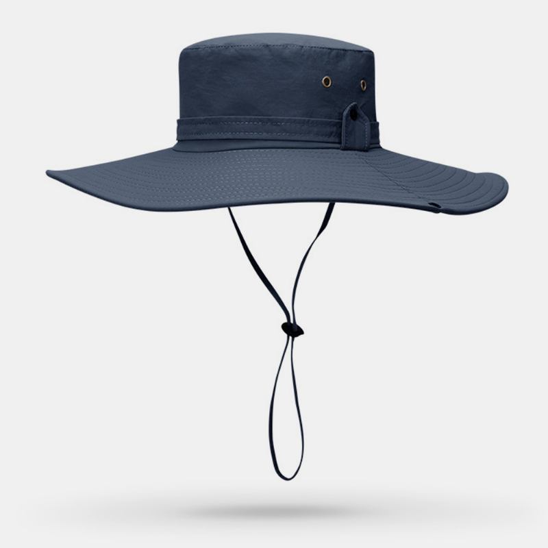 Män Bred Brätte 12 cm Utomhusfiske Klättring Uv-skydd Solskydd Slittålig Bucket Hat Som Andas