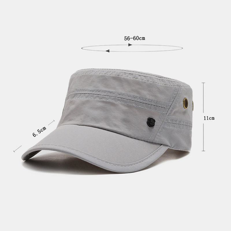 Män Enfärgad Andningsbar Utomhussolskydd Casual Military Cap Flat Cap