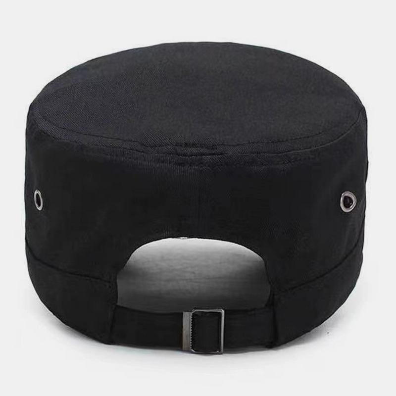 Män Enfärgad Femuddig Stjärnetikett Andningshål Design Army Keps Kadett Hatt Casual Solskydd Militär Keps Flat Top Cap