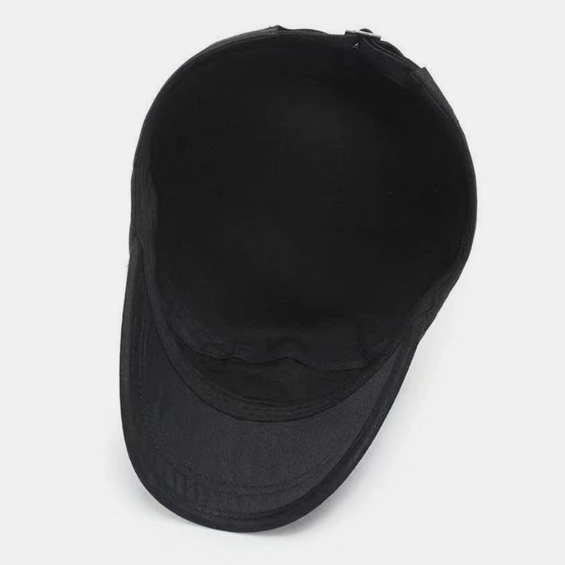 Män Enfärgad Femuddig Stjärnetikett Andningshål Design Army Keps Kadett Hatt Casual Solskydd Militär Keps Flat Top Cap
