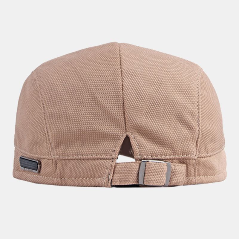 Män Enfärgad Mesh Andningsbar Basker Keps Brittisk Retro Justerbar Metalletikett Målare Keps Framåt Cap Flat Hat