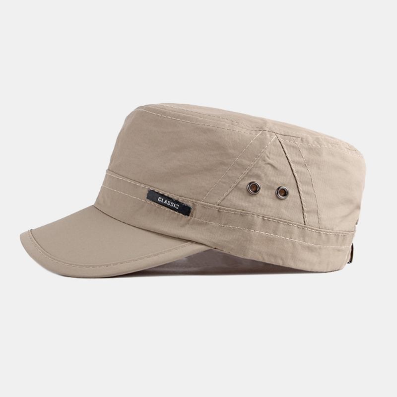 Män Enfärgad Tunn Andas Platt Topphatt Utomhus Casual Solskydd Kadett Army Kepsar Militära Kepsar