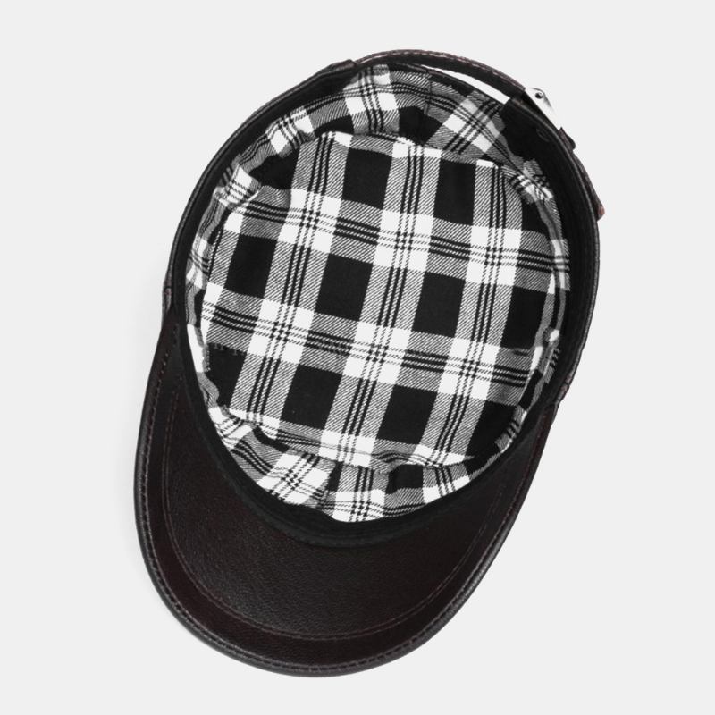 Män Fårskinn Tunn Justerbar Militärkeps Casual Utomhus Andas Kort Brättad Platt Keps Army Keps Cadet Hat