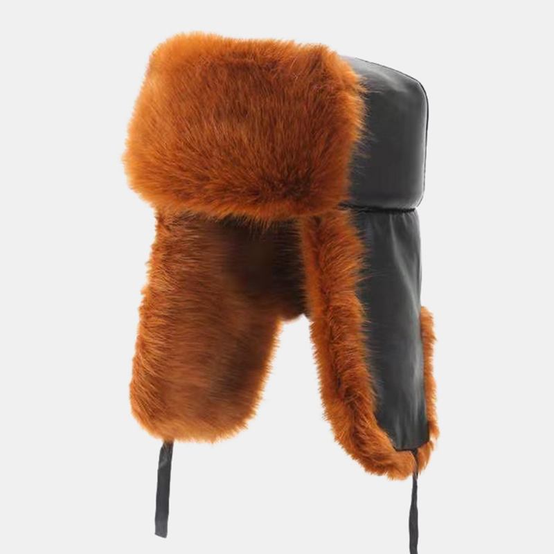 Män Faux Fox Fur Tjocka Varm Vindtät Trapper Hat Vinter Outdoor Ridning Öronskydd Ushanka Hat