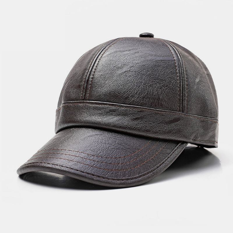 Män Konstläder Öronskyddad Håll Varm Casual Solid Baseball Hat