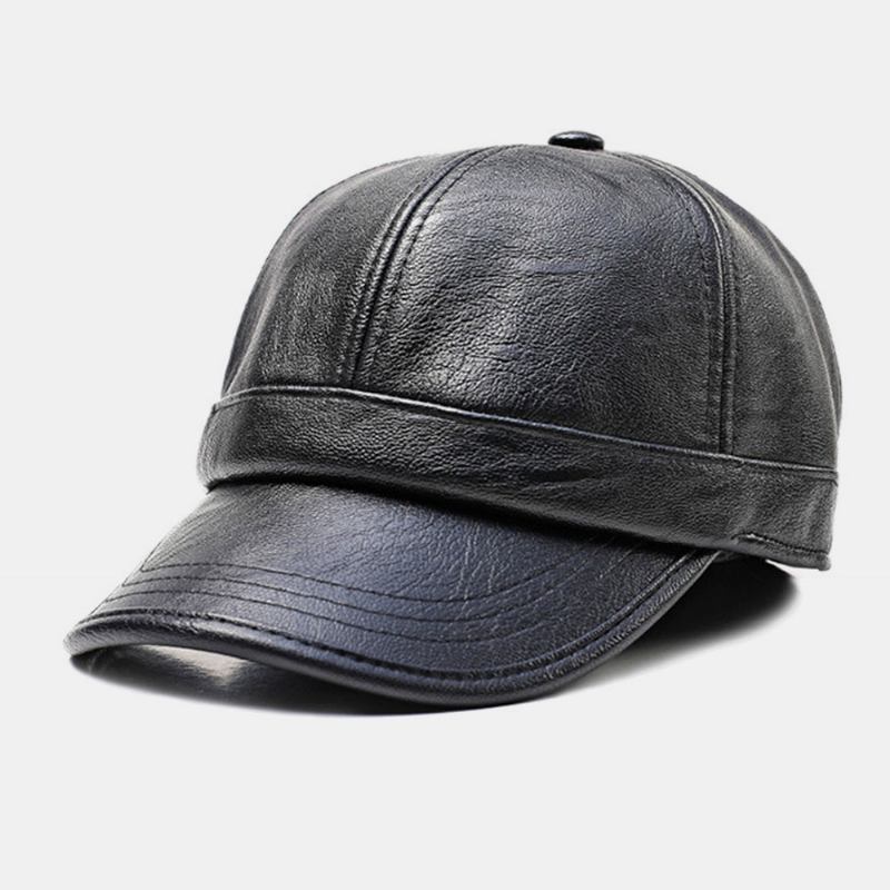 Män Konstläder Öronskyddad Håll Varm Casual Solid Baseball Hat