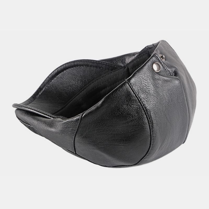 Män Konstläder Retro Enfärgad Brittisk Stil Forward Hat Basker Hat