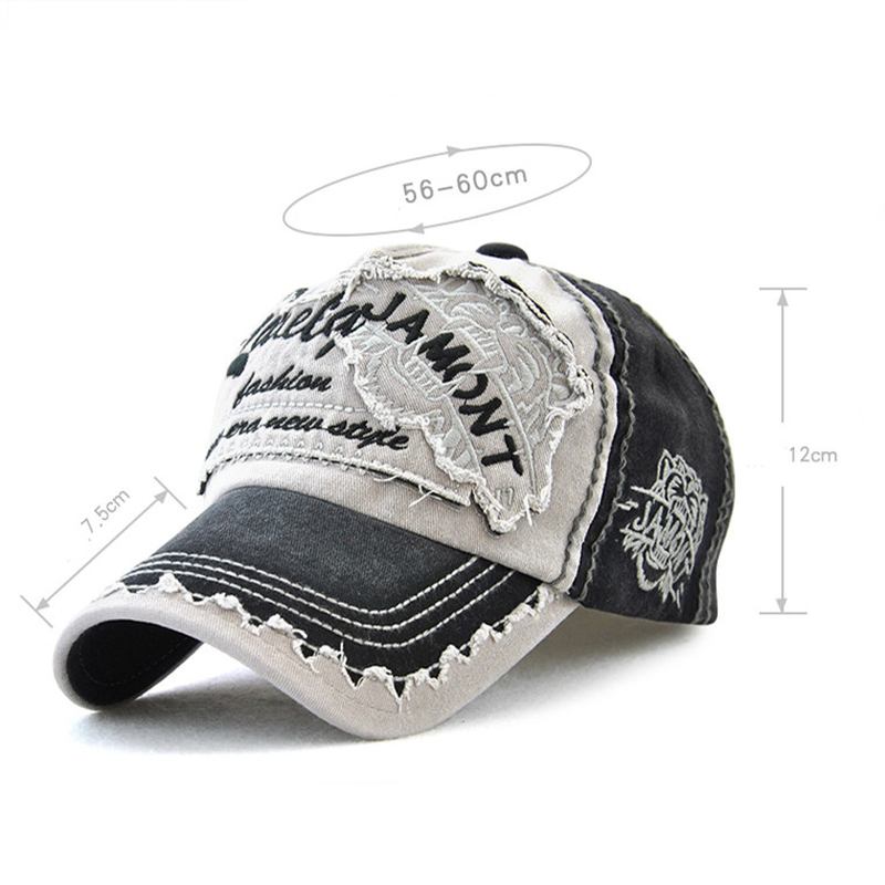 Män Kvinnor Canvas Letter Med Tryck Patchwork Peaked Cap