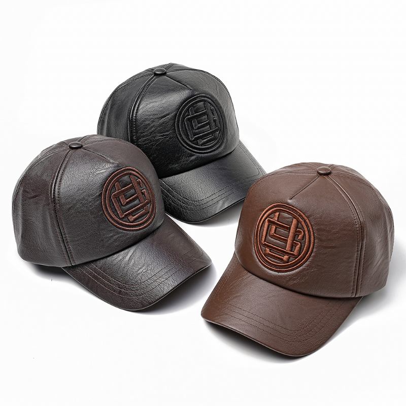 Män Kvinnor Öronkåpor Konstläder Badge Baseball Keps