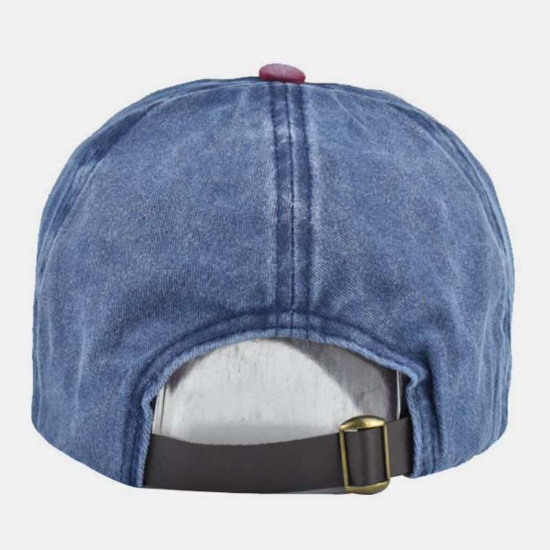 Män Made-gammal Bomull Tvättad Kontrastfärg Casual Baseball Hat