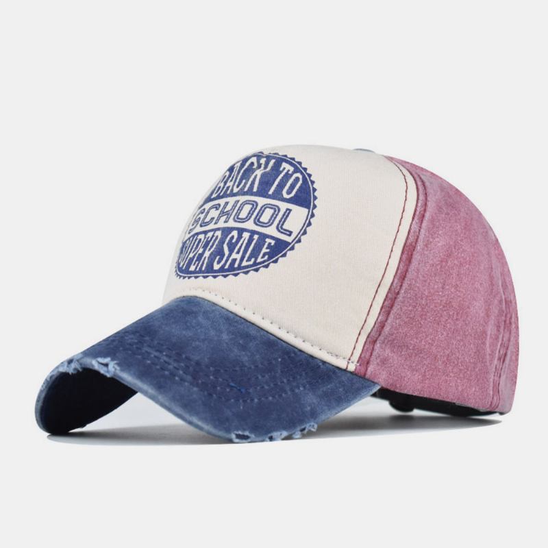 Män Made-gammal Bomull Tvättad Kontrastfärg Casual Baseball Hat