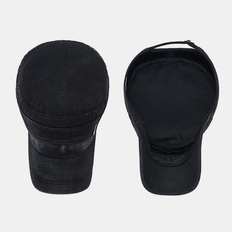 Män Made-gammal Bomull Utomhus Casual Brief Militär Hatt Flat Hat Peaked Hat
