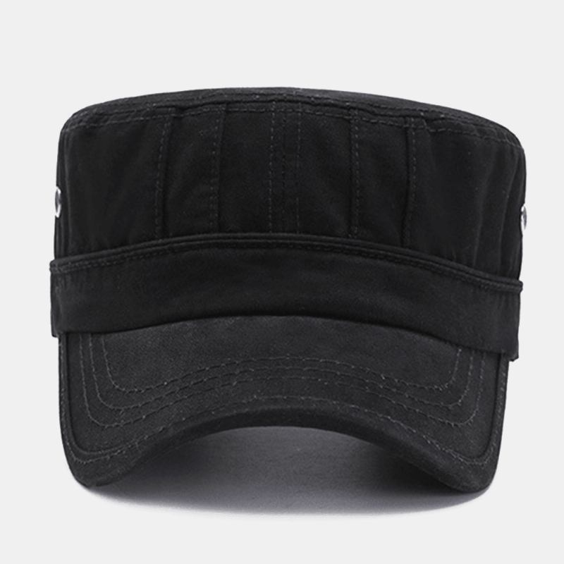 Män Mode Andas Nödställda Militär Cap Casual Justerbar Solskydd Flat Top Cap Cadet Hat