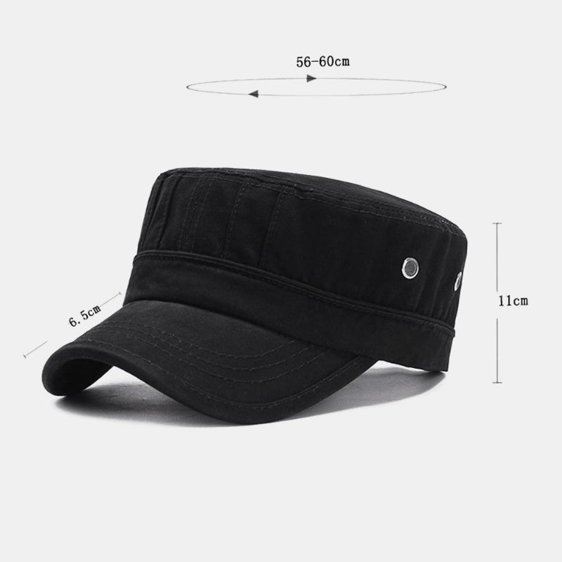 Män Mode Andas Nödställda Militär Cap Casual Justerbar Solskydd Flat Top Cap Cadet Hat
