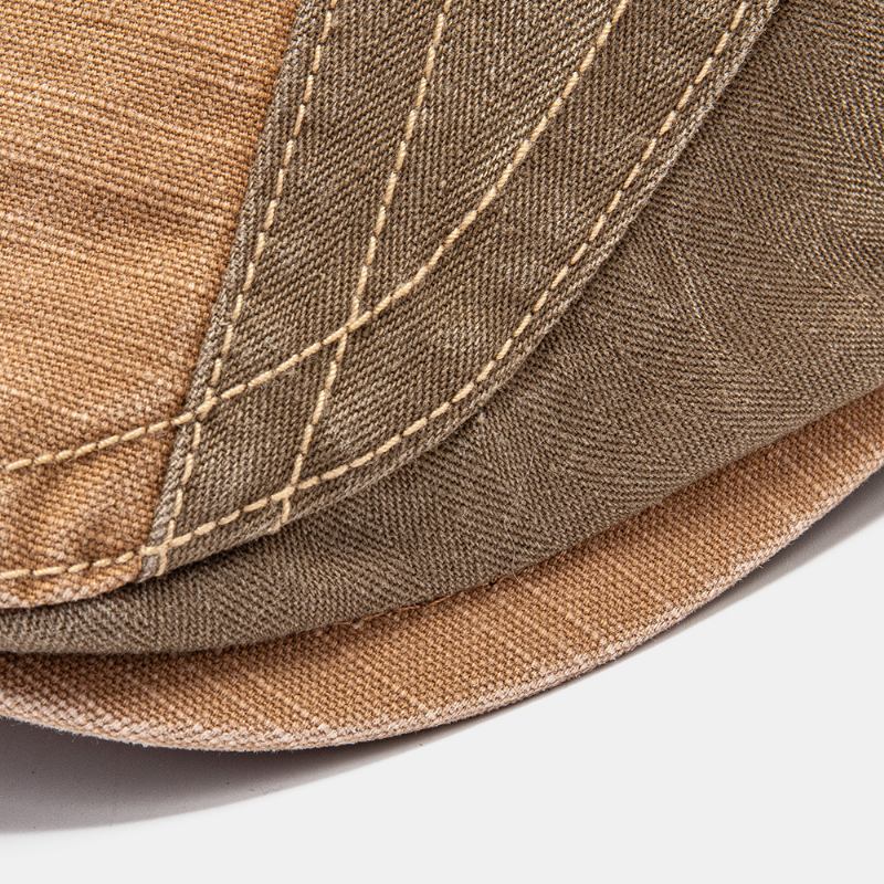 Män Patchwork Brev Broderad Justerbar Casual Framåt Cap Flat Cap Basker Cap