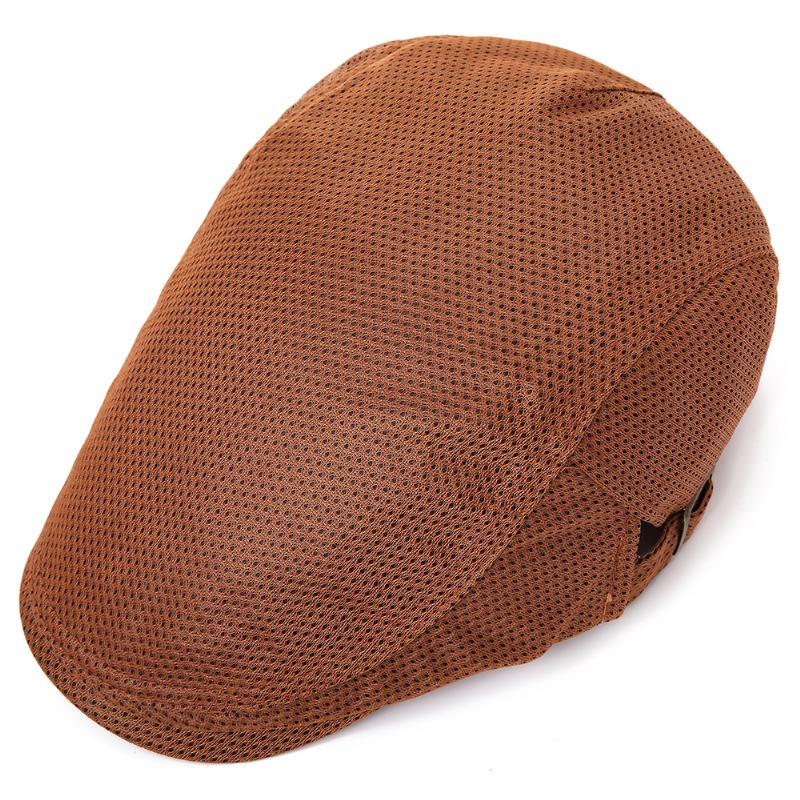 Män Polyester Mesh Andningsbar Basker Hat Ivy Newsboy Kepsar