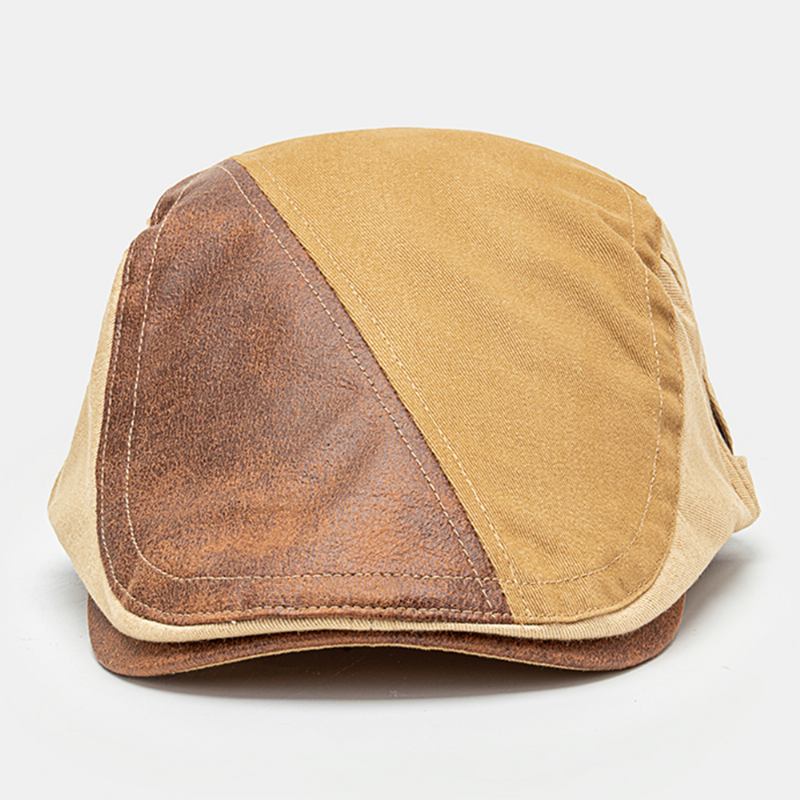 Män Splicing Patchwork Justerbar Basker Cap Mode Casual Andas Suncreen Flat Cap