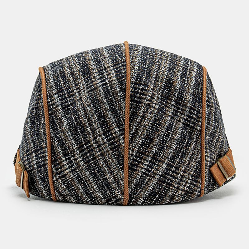 Män Stickad Gitter Sida Justerbar Casual Värme Basker Flat Cap Framåt Cap