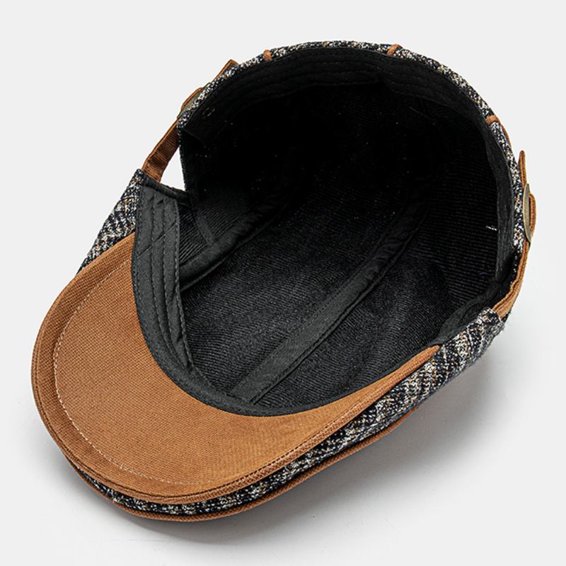 Män Stickad Gitter Sida Justerbar Casual Värme Basker Flat Cap Framåt Cap