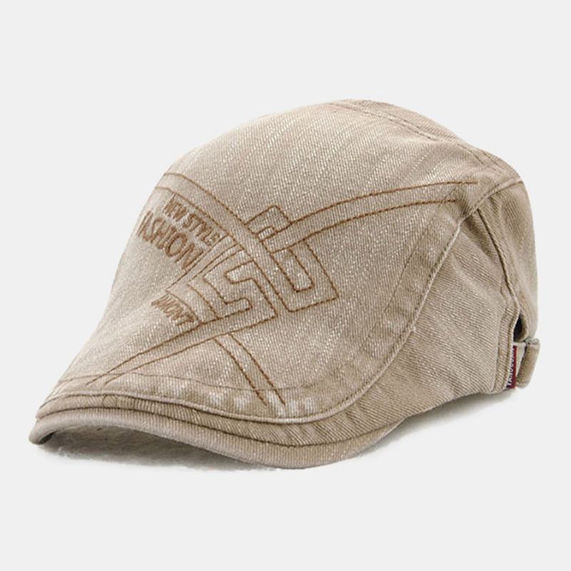 Män Tredimensionell Brevbroderi Basker Cap Casual Justerbar Suncreen Flat Cap Painter Hat