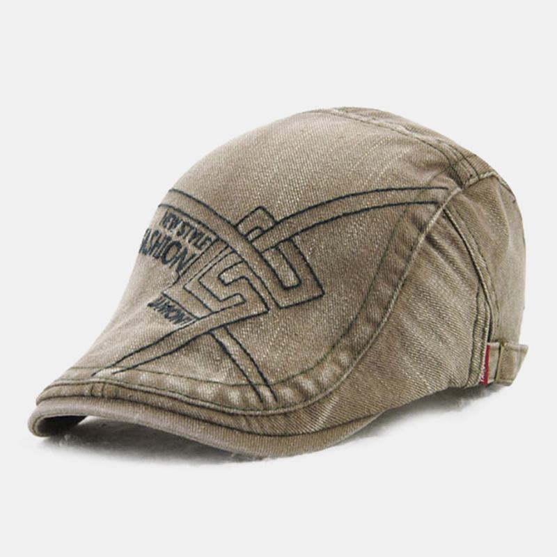 Män Tredimensionell Brevbroderi Basker Cap Casual Justerbar Suncreen Flat Cap Painter Hat