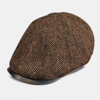 Män Ull Varm Retro Brittisk Stil Ung Målare Hat Basker Hat Fram Hat Flat Hat