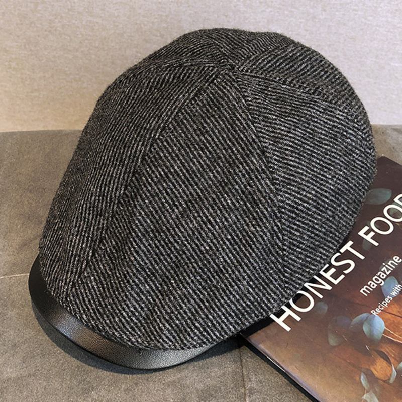 Män Ull Varm Retro Brittisk Stil Ung Målare Hat Basker Hat Fram Hat Flat Hat