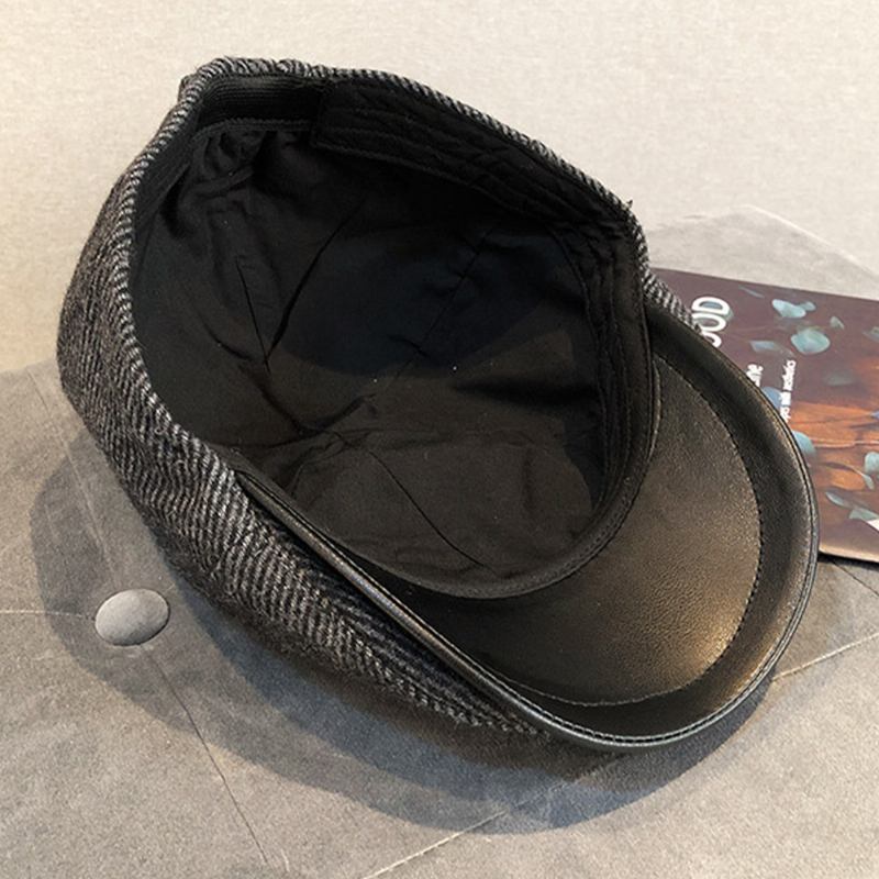 Män Ull Varm Retro Brittisk Stil Ung Målare Hat Basker Hat Fram Hat Flat Hat