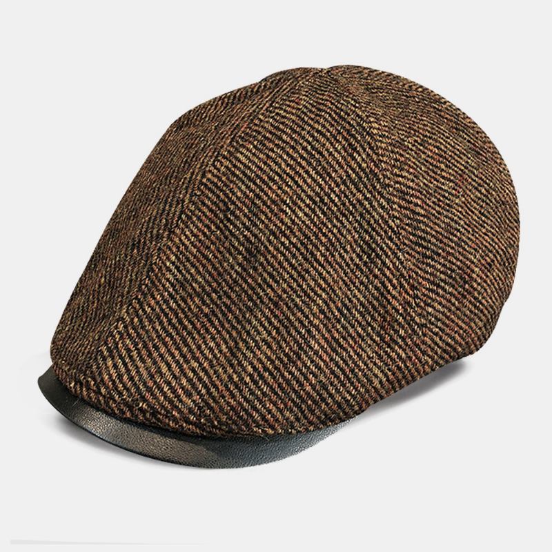 Män Ull Varm Retro Brittisk Stil Ung Målare Hat Basker Hat Fram Hat Flat Hat