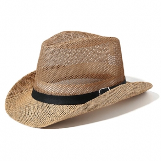Män Utomhus Andas Mesh Bowler Jazz Hat Cowboy Sunshade Halmhatt