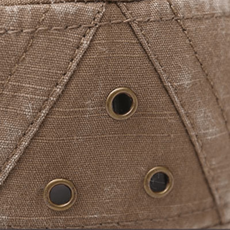 Män Vintage Koppar Stoma Metalletikett Militär Cap Distressed Justerbar Cadet Hat Flat Cap