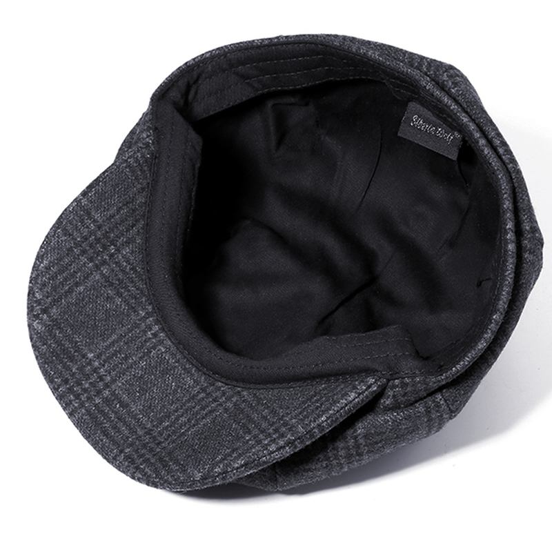 Män Vintage Ull Gjord Målare Basker Hat Vinter Varm Gentleman Octagonal Newsboy Cap