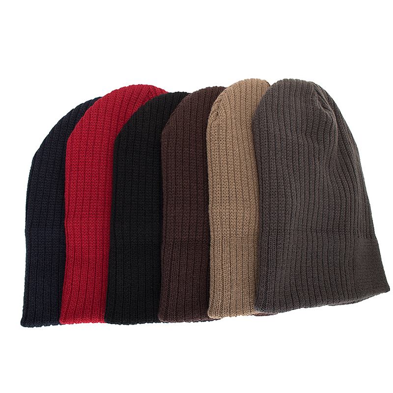 Män Vinter Tjocka Brättelös Stickad Mössa Slouch Beanie Kepsar