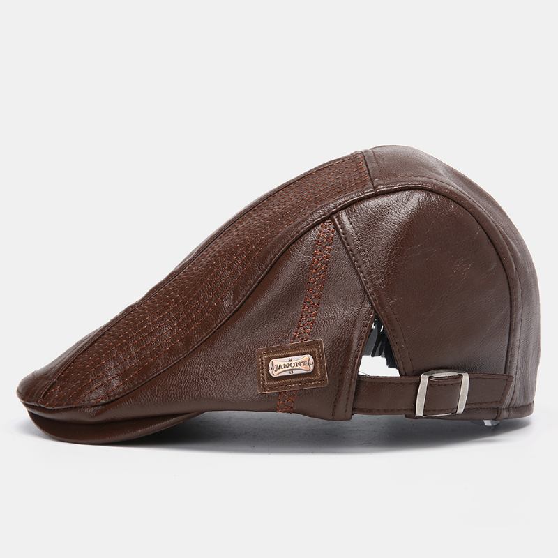 Mäns Pu-läderbaskerkepsar Casual Newsboy-keps Varma Hattar I Konstläder