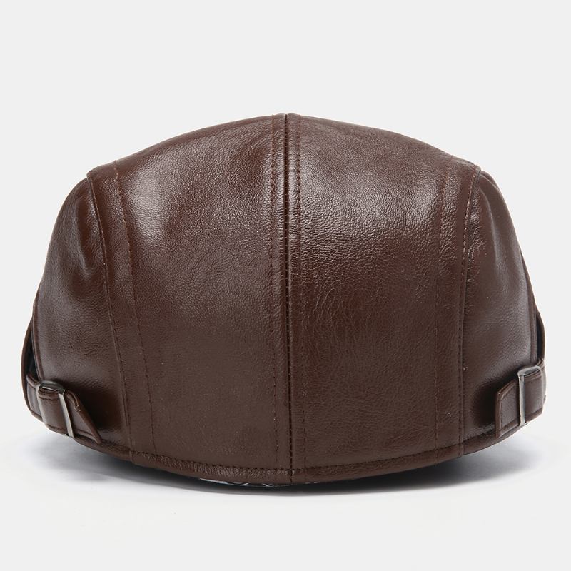 Mäns Pu-läderbaskerkepsar Casual Newsboy-keps Varma Hattar I Konstläder