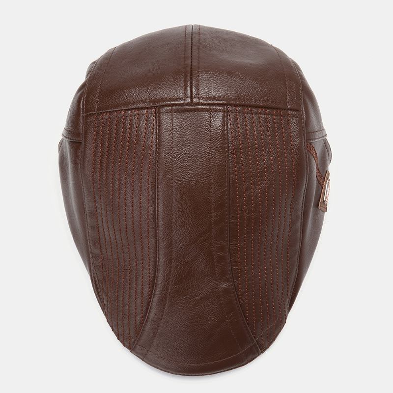 Mäns Pu-läderbaskerkepsar Casual Newsboy-keps Varma Hattar I Konstläder