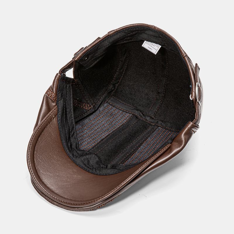 Mäns Pu-läderbaskerkepsar Casual Newsboy-keps Varma Hattar I Konstläder