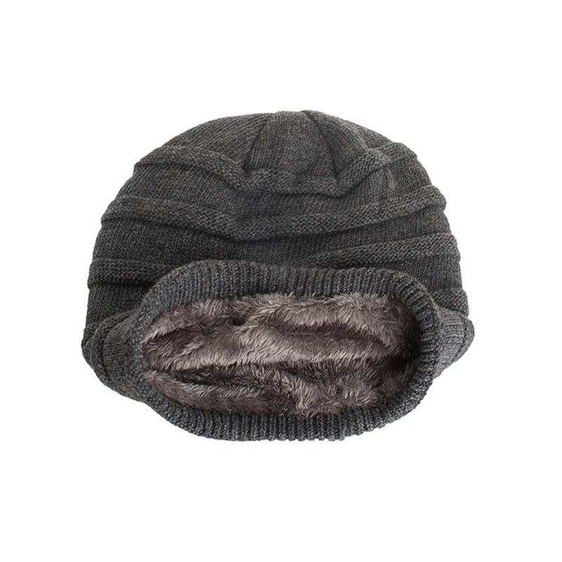 Ny Solid Stickad Skullies Mössa För Herr