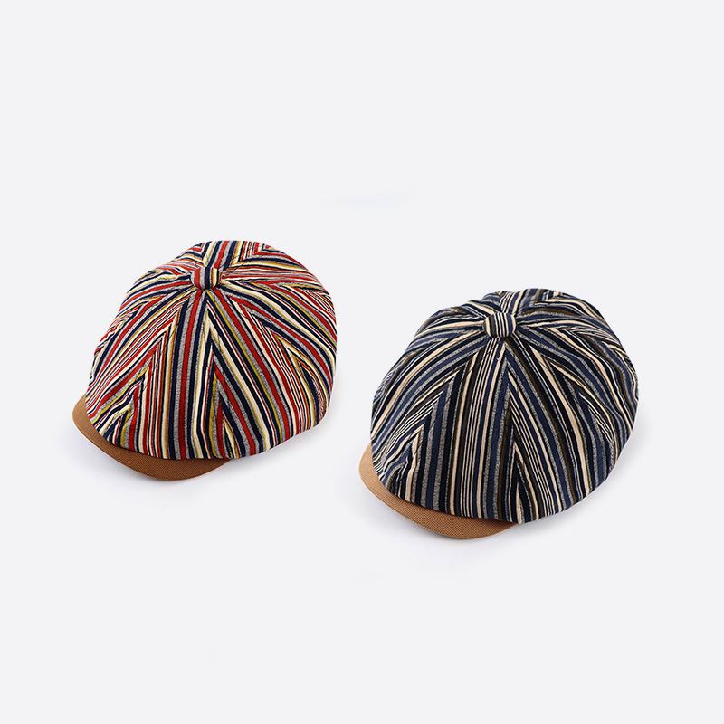 Randig Octagonal Hat Dam Ny Newsboy Hat