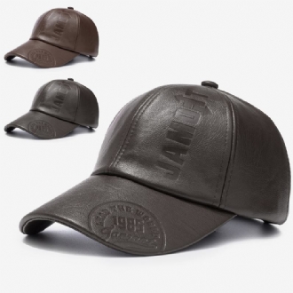 Retro Baseballkeps I Pu-läder För Män Tryckt Med Logotyp Utomhus Varm Mössa
