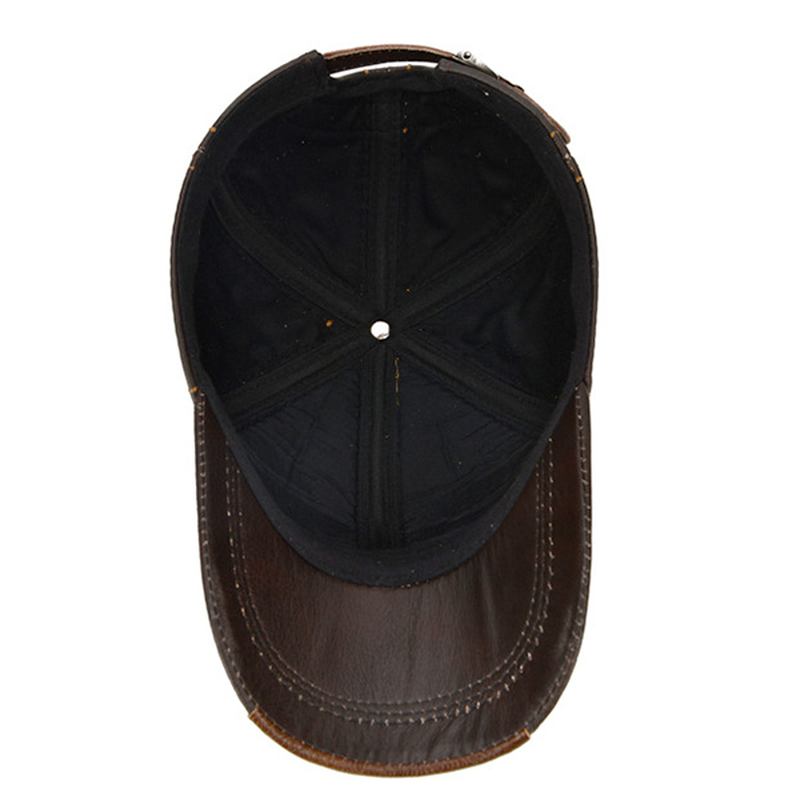 Solid Basebollkeps I Nötskinn För Män Casual Sunshade Sport Justerbar Snapback-keps