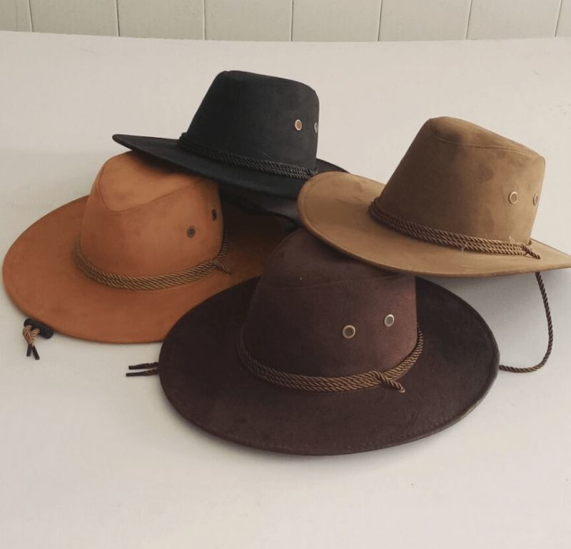 Stor Längs Kycklingskinn Sammet Western Rope Rider Hat Cowboy Hat Stereotyp Hatt