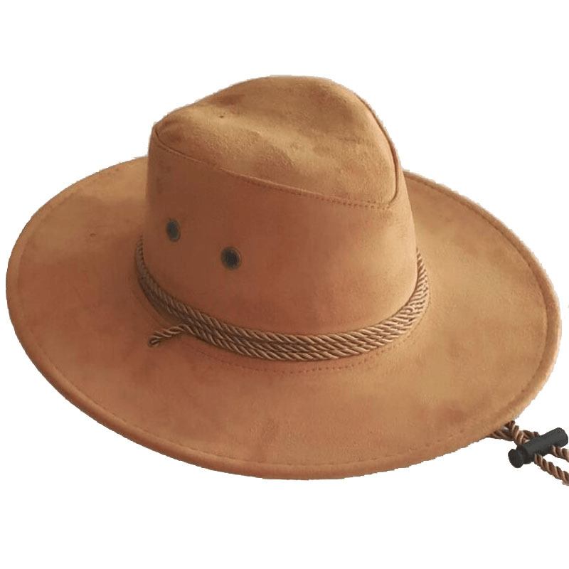 Stor Längs Kycklingskinn Sammet Western Rope Rider Hat Cowboy Hat Stereotyp Hatt