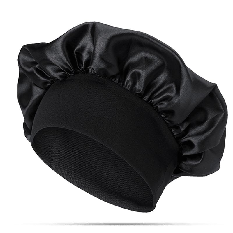 Svart Fleece Elastisk Badmössa Pannband Duschmössa
