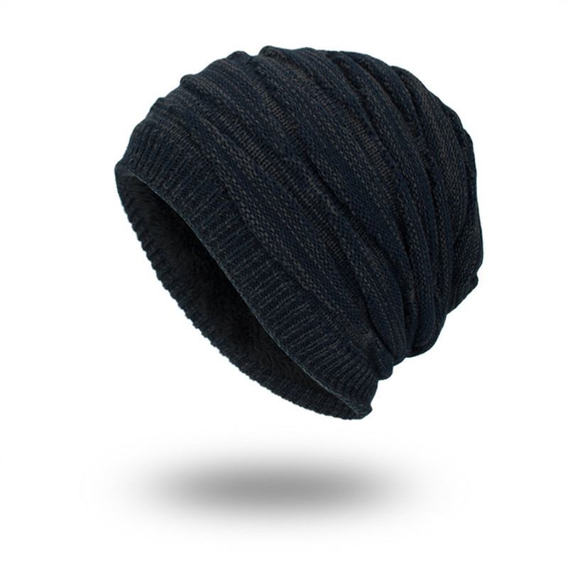 Tide Knit Wool Hat Plus Warm Diamond Head Outdoor Beanie Hat För Män