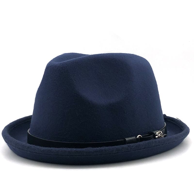 Top Hat Bälte Spänne Svart Woolen Hat Herr Brittisk Jazz Hat Imitation Wool