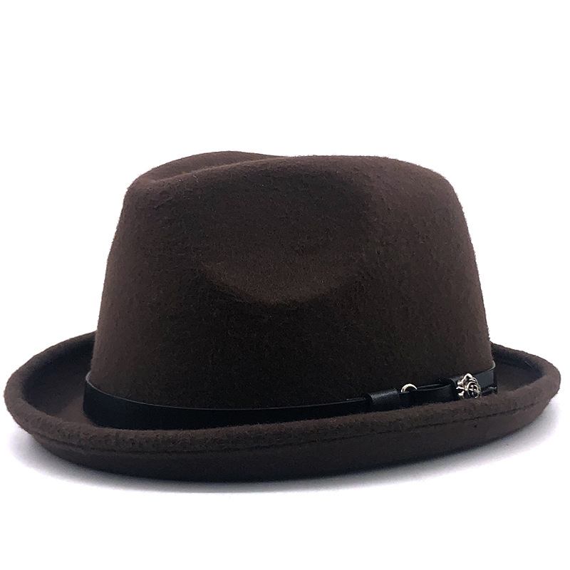 Top Hat Bälte Spänne Svart Woolen Hat Herr Brittisk Jazz Hat Imitation Wool