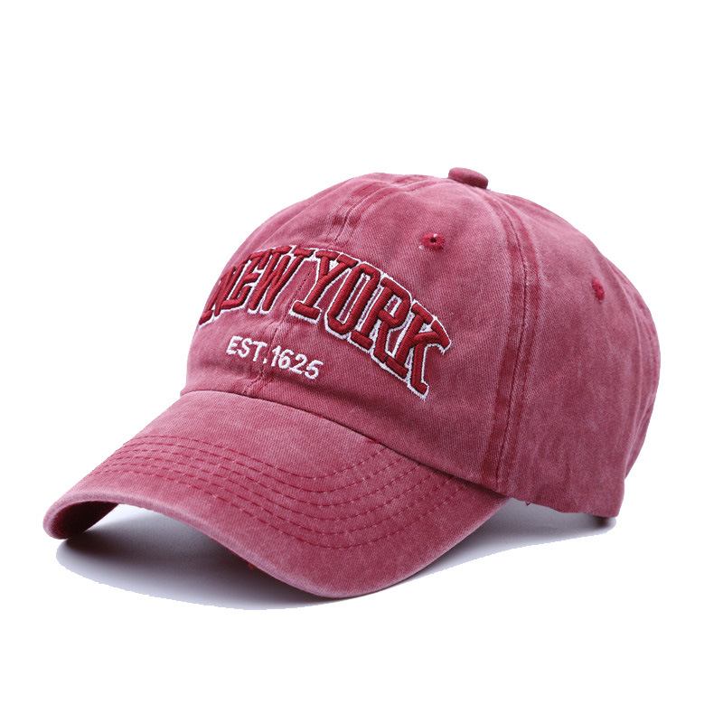 Tvättad Tyg Baseball Keps Broderi Bokstav Retro Hat