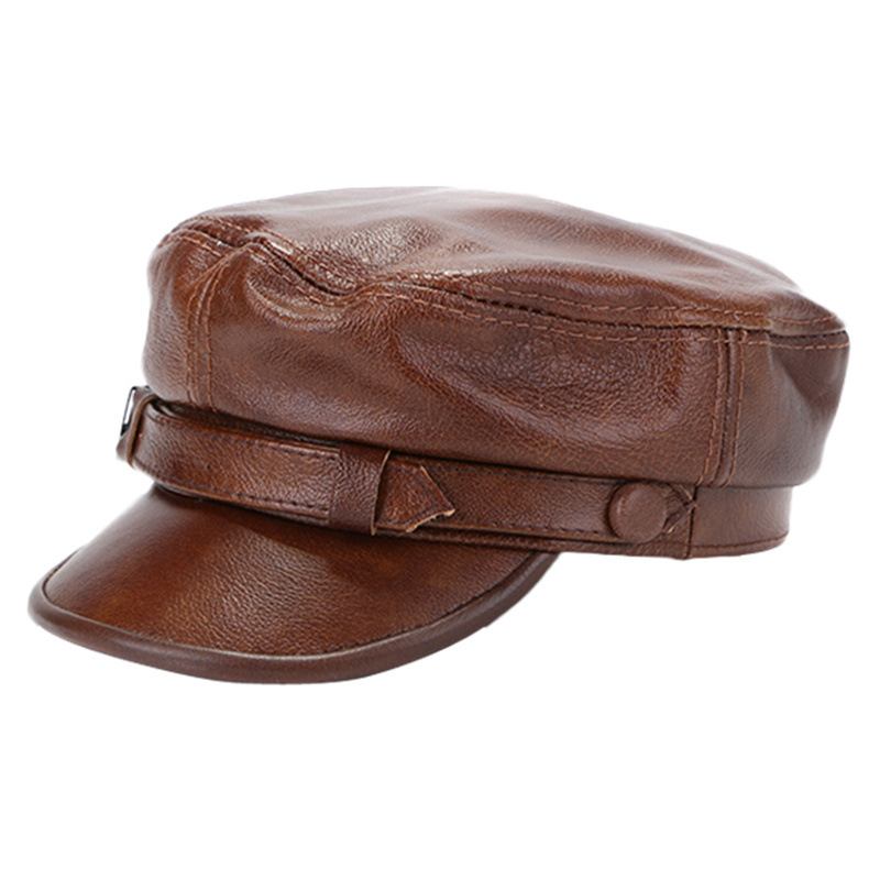 Unisex Äkta Läder Andas Flat Hats Justerbar Keps