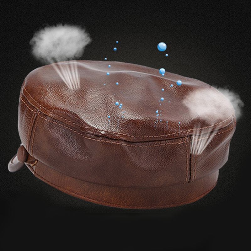 Unisex Äkta Läder Andas Flat Hats Justerbar Keps